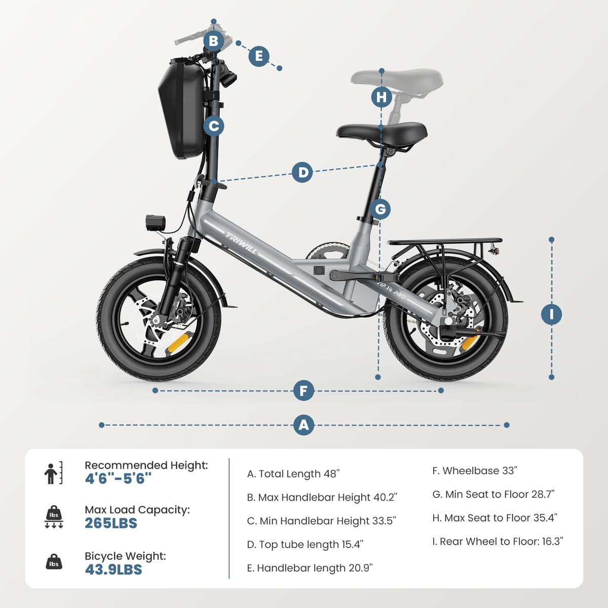 TRIWILL ZIP14 36V 7.8Ah & ZIP14 Pro 36V 9Ah Compact Folding Electric Bike