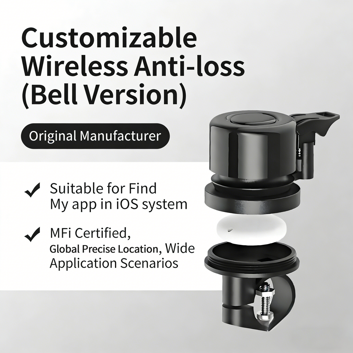 TRIWILL Smart E-Bike Bell with Find My Compatible Tracker